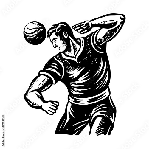 A sketchy style illustration of shot put