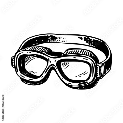 A vintage style illustration of swim goggles