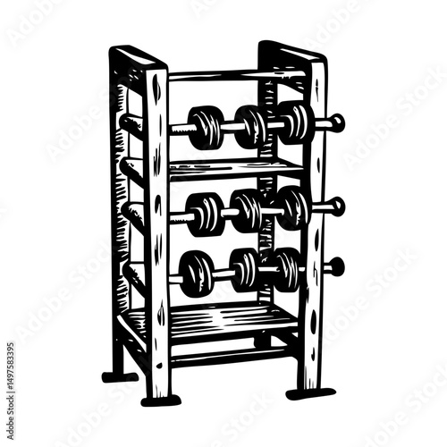 A sketchy style illustration of weight rack