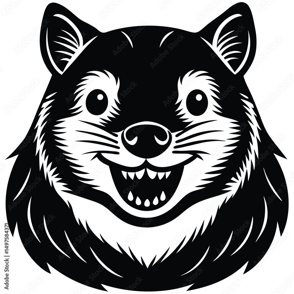 Fototapeta premium Adorable Cartoon Wombat Illustration Black and White Design