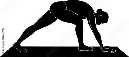 Yoga Pose Extended Side Angle Pose (Utthita Parsvakonasana) - Silhouette Illustration