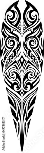 Stunning Tribal Tattoo Design Black Ink Swirls and Geometric Patterns for Arm or Back