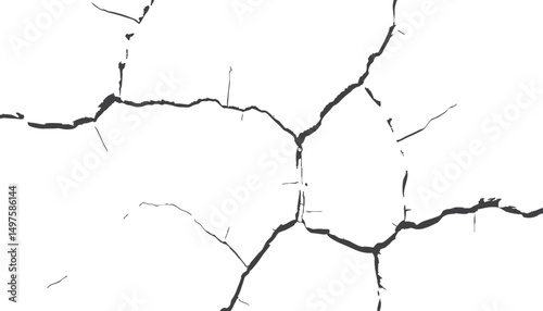 Vector grunge cracked texture with surface breaks. Fissures and worn-out marks across ground pattern. Realistic aged surface ideal for high-impact backgrounds.