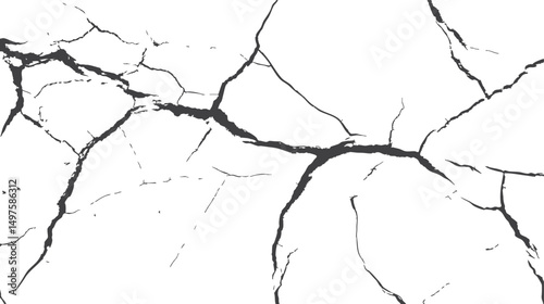 Rough surface ground texture with realistic cracks. Aged fissures and grunge style for added depth. Vector design with broken ground pattern for use in graphics.