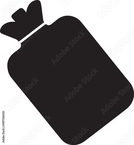 Simple Black Icon of a Hot Water Bottle