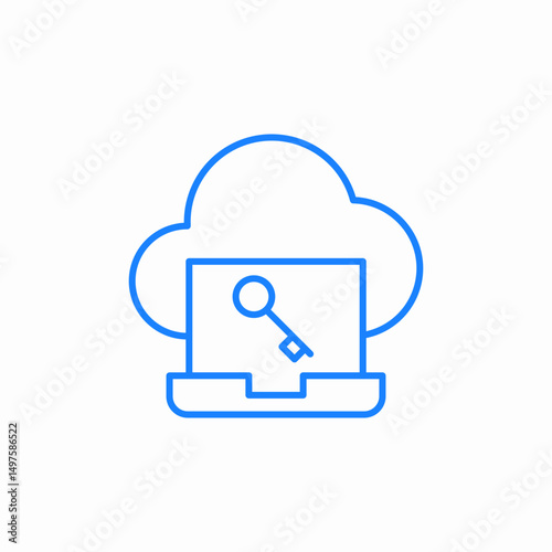 laptop cloud paskey icon sign vector