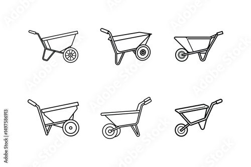 wheelbarrow line art vector illustration