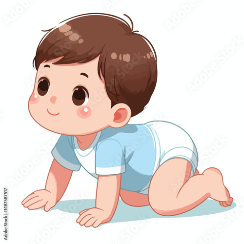 the baby is learning to crawl