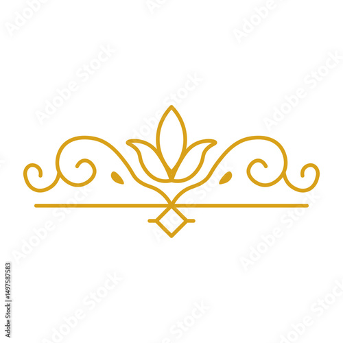 Elegant Islamic Ornament Divider – Golden Outline Vector
