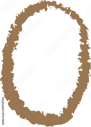 Brown Oval Shape Textured Reminiscent of a Brushstroke Creating a Frame