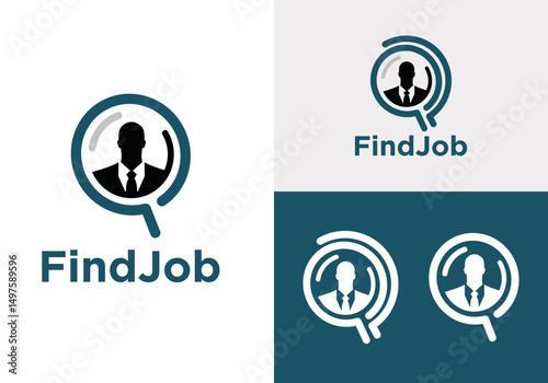 design template looking for a partner, vector design logo looking for a business partner, logo find a business partner. vector logo design magnifying glass and person