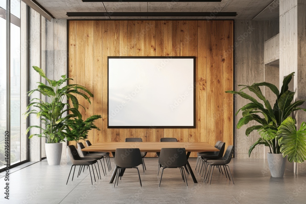 Meeting room interior mockup template on white background Meeting room interior mockup template on white background