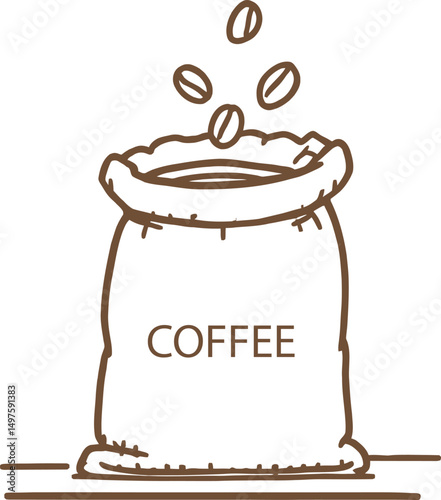 Art & 
Coffee Bag Doodle: Fresh Beans & Roast Vector