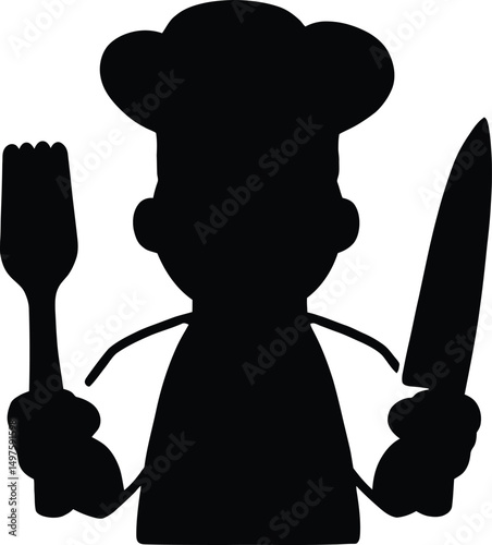 Chef Silhouette Icon: Cooking, Restaurant & Food