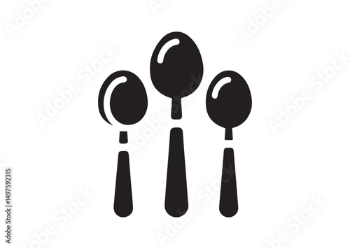 Spoon Icon, Spoon Silhouette Black Vector White Background