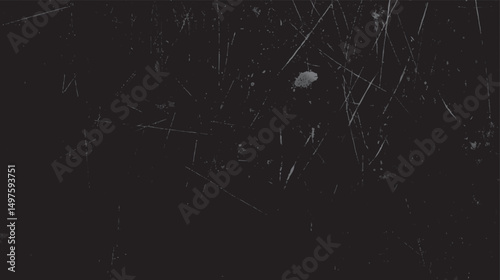 Black backdrop with vintage scratched texture. Dirty grunge feel brings rugged personality. Surface details add visual depth and age.