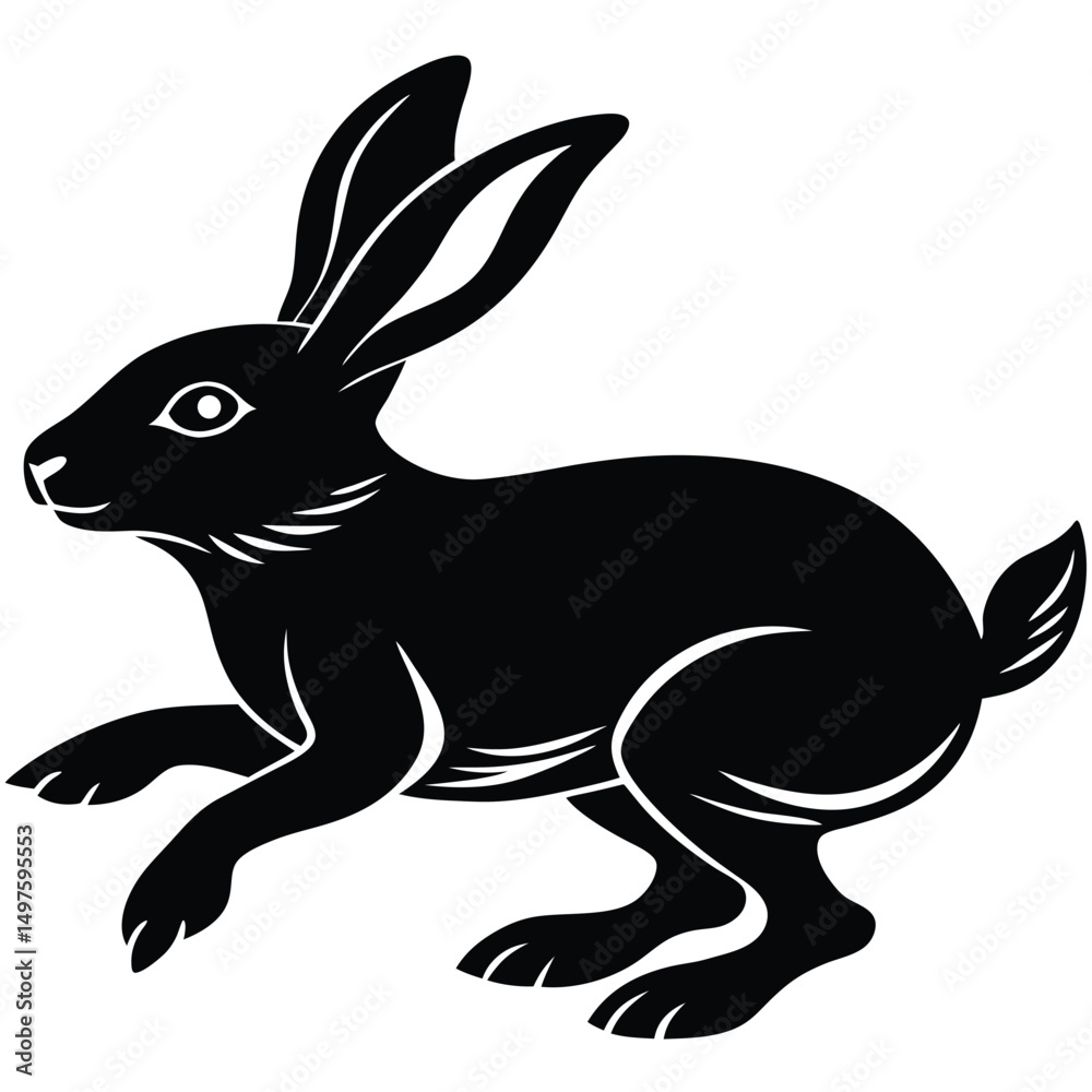 Obraz premium Elegant Black Rabbit Silhouette A Vector Illustration