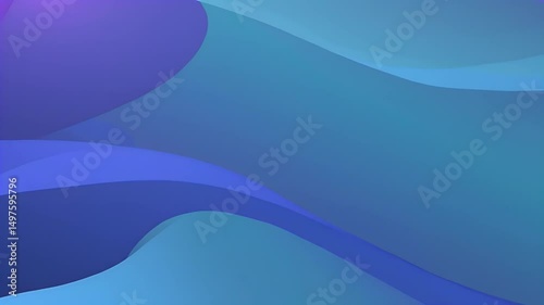 Soft Flowing Gradient Waves in Blue, Teal & Purple – Futuristic Calm Motion with Glowing Reflections, Seamless Loop