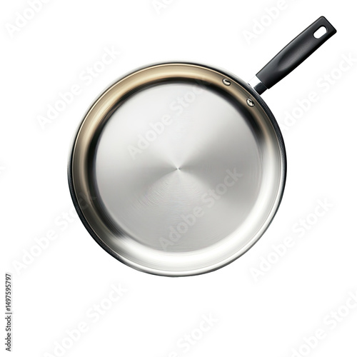 Empty stainless steel frying pan