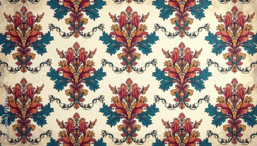 Elegant floral damask pattern, intricate swirls and leaves , backdrop, design, acanthus