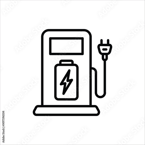 Electric charging station icon. Charger with Plug for Electrical Power Auto Symbols. Vector Illustration on white background.