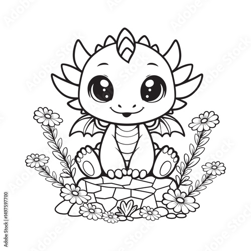cute baby dragon coloring page for kids