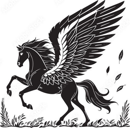 winged horse silhouette abstract art transparent background
