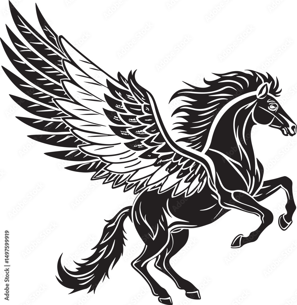 Fototapeta premium winged horse silhouette abstract art transparent background