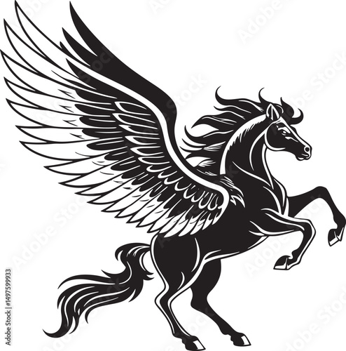 winged horse silhouette abstract art transparent background