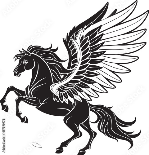 winged horse silhouette abstract art transparent background