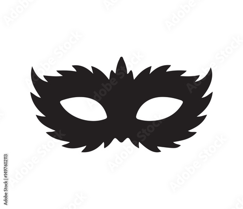  Elegant black masquerade mask with feathered design, ideal for events, parties, and projects symbolizing mystery, sophistication, and celebration.