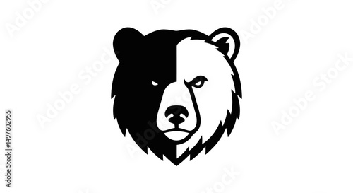 Flat vector illustration of a bear head with bold lines and simple colors. Ideal for logos, mascots, badges, or wildlife-themed designs