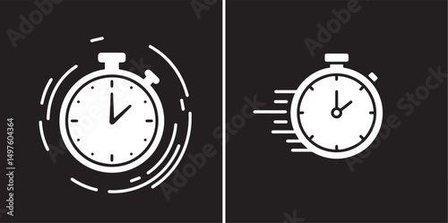 Vector graphics depict stylized stopwatch icons, perfect for illustrating speed or time-related themes.