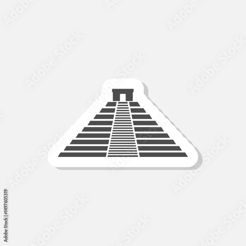 Mexican pyramid icon sticker isolated on gray background