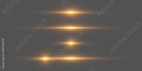 Horizontal golden highlights on a dark background, the effect of a glowing lens flare.