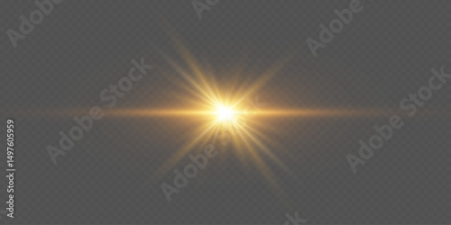 Glowing star with explosion effect, glowing light. On transparent background