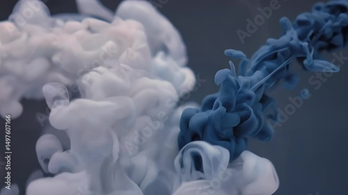 Ethereal Drifting Smoke in Blue to Gray Gradient – Soft Swirling Motion, Atmospheric Cinematic Ambiance, Seamless Loop