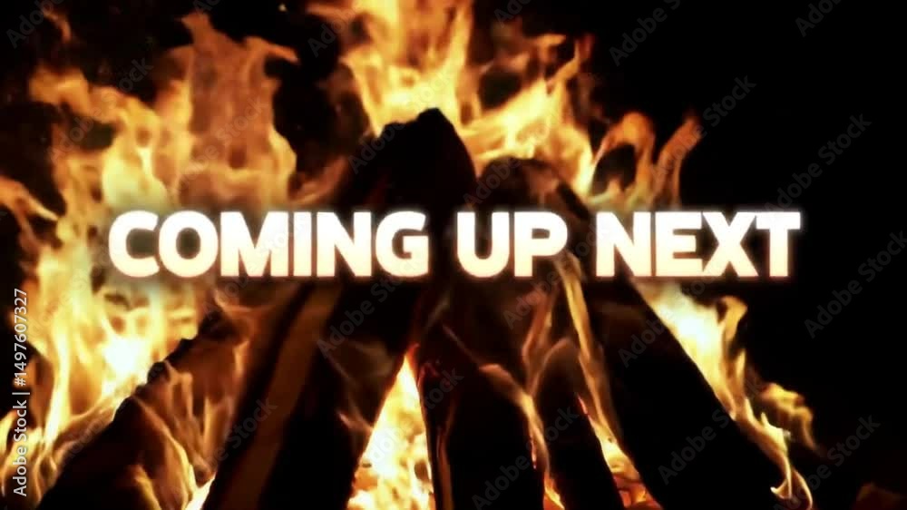 Motion graphic “COMING UP NEXT” in neon style, smooth glow effect, black background, alpha channel ready