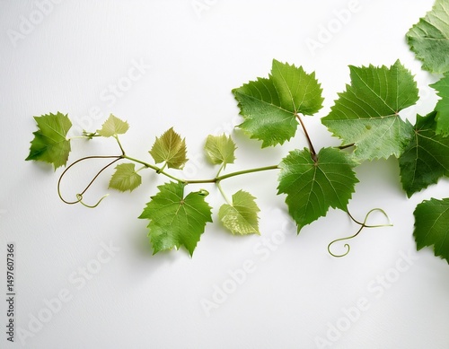 nature s elegance green grape vine on white background for minimalist decor