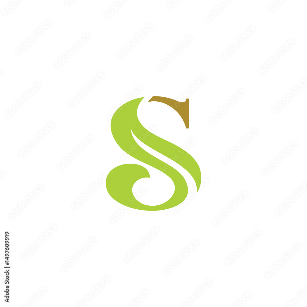 Obraz premium Letter S Leaf Organic Logo Vector
