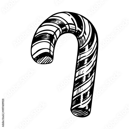 A vintage illustration showing striped candy cane