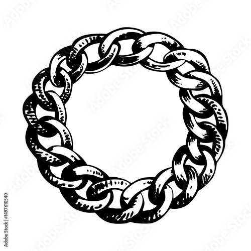 A sketchy style illustration showing linked chain