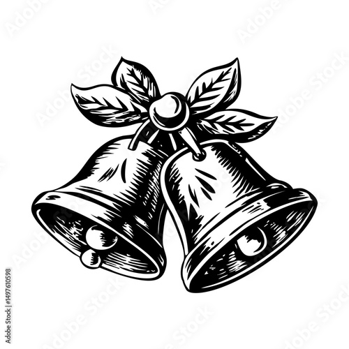A vintage illustration depicting jingle bells 