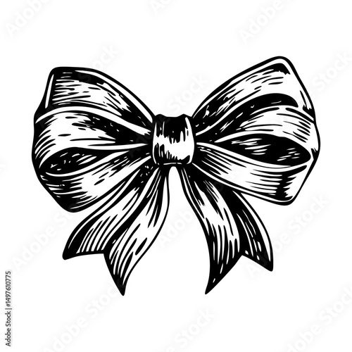 A vintage style illustration of velvet bow
