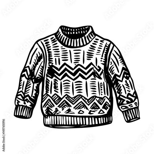 A vintage style illustration showing woolen sweater