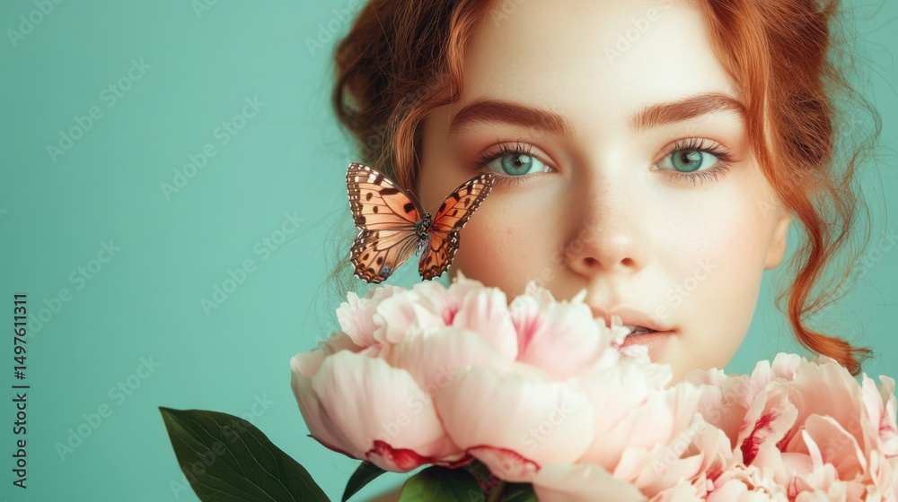 Fototapeta premium A Womans Beauty Embracing Natures Grace.