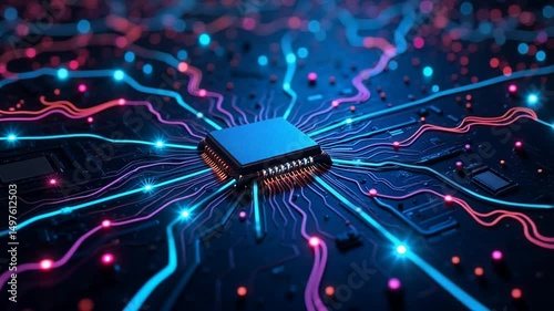 Puce ordinateur motion flow - Symbole du progrès technologique