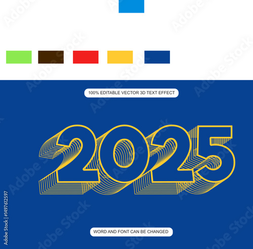 Editable Welcome 2025 Text Effect – Futuristic Colorful Typography for New Year Celebration Design