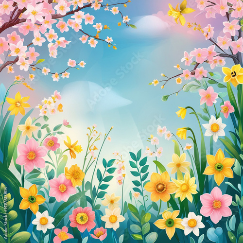 Spring background with flowers