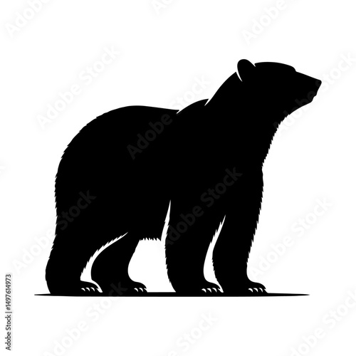 Polar bear silhouette, vector black color silhouette 